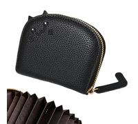 Funda para tarjetas de crédito, portatarjetas de crédito, monedero portátil, con cremallera, monedero de dibujos animados, monedero de piel sintética, Negro , vedi descrizione, Ver descripción