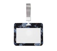 Funda para tarjetas de identificación con diseño floral azul francés clásico, de plástico duro, protector de etiqueta de nombre para enfermeras y oficina