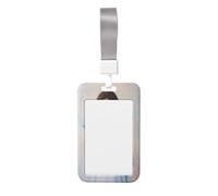 Funda para tarjetas de identificación de mujer en azul claro con hortensias deslizante, plástico duro, protector de etiqueta de nombre para enfermeras y oficina