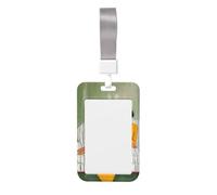 Funda para tarjetas de identificación de mujer sentada en el sofá, funda de plástico duro para tarjetas de trabajo, protector de etiqueta de nombre para enfermeras y oficina