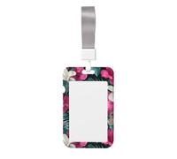 Funda para tarjetas de identificación de plástico duro con diseño de flores rosas y blancas tropicales de verano para enfermeras y oficina