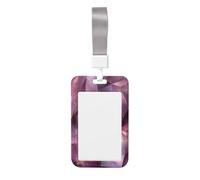 Funda para tarjetas de identificación de plástico duro con diseño geométrico abstracto, color morado metálico, protector de etiqueta de nombre para enfermeras y oficina