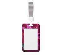 Funda para tarjetas de identificación deslizante de plástico duro con diseño de flor de hibisco magenta, protector de etiqueta de nombre para enfermeras y oficina