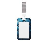 Funda para tarjetas de identificación deslizante de plástico duro con patrón metálico azul y plateado, protector de etiqueta de nombre para enfermeras y oficina