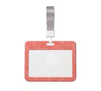 Funda para tarjetas de identificación deslizante de plástico duro con textura de fieltro, color coral rubor, protector de etiqueta de nombre para enfermeras y oficina