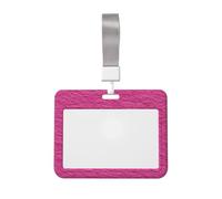 Funda para tarjetas de identificación deslizante de plástico duro con textura de fieltro rosa chicle, protector de etiqueta de nombre para enfermeras y oficina
