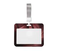 Funda para tarjetas de identificación deslizante de plástico duro con textura de pelo brillante, color rojo vino, protector de etiqueta de nombre para enfermeras y oficina