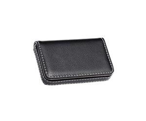 Funda para tarjetas de visita de piel sintética magnética para tarjetas de visita portatarjetas de nombre adecuado para hombres y mujeres, Negro , 102 x 65 x 18 mm, Clásico, Moderno
