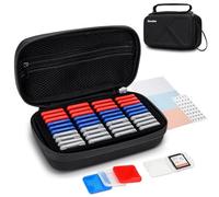 Funda para tarjetas SD de poliuretano EVA con 40 soportes individuales de plástico para 40 tarjetas SD SDXC SDHC, doble protección, resistente al agua, antigolpes, organizador con asa y etiquetas