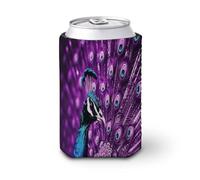 Funda para taza de café reutilizable con diseño de pavo real morado, divertida y duradera, funda de neopreno para bebidas frías y calientes, soporte para bebidas para café helado