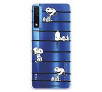 Funda para TCL 20 5G Oficial de Peanuts Snoopy Rayas para Proteger tu móvil. Carcasa para TCL de Silicona Flexible con Licencia Oficial de Snoopy