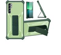 Funda para TCL 20 Pro 5g Funda Carcasa Case Cover [con Protector de Pantalla de Cristal Templado] Híbrida [Soporte Plegable Magnético] [Esmerilado antihuellas] Verde