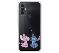 Funda para TCL 30 SE Oficial de Lilo & Stitch, Angel & Stitch Beso para Proteger tu móvil. Carcasa para TCL de Silicona Flexible con Licencia Oficial de Lilo & Stitch