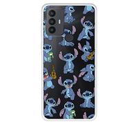Funda para TCL 30 SE - TCL 306 Oficial de Lilo & Stitch Patron Transparente para Proteger tu móvil. Carcasa para TCL de Silicona Flexible con Licencia Oficial de Disney