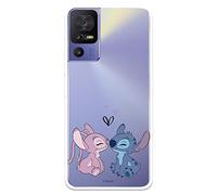 Funda para TCL 40 SE Oficial de Disney Angel & Stitch Beso para Proteger tu móvil. Carcasa para T e Silicona Transparente Flexible con Licencia Oficial de Lilo & Stitch