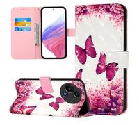 Funda para TCL 60 SE NxtPaper, Tipo Libro 3D PU Leather Flip Carcasa con magnético Soporte Ranura Tarjeta Wallet Case para TCL 60 SE NxtPaper, Mariposa roja