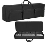 Funda para teclado, funda acolchada portátil para teclado de piano eléctrico con algodón de 10 mm, funda para teclado de tela Oxford 600D, Black, Large 88Key-Length 57.5", Duradera