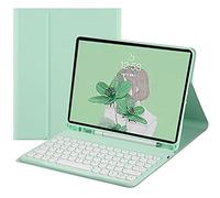 Funda para teclado Galaxy Tab A7 de 10.4 pulgadas 2020, con teclado redondo, teclado de color, inalámbrico, con soporte para bolígrafo S, para Galaxy Tab A7 2020 (SM-T500/T505/T507) (MintVerde)