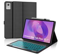 Funda para teclado Lenovo Idea Tab Plus de 12.1 pulgadas/Tab K12 2025, retroiluminación de 7 colores, teclado magnético desmontable, funda tipo libro con soporte para bolígrafo para Lenovo Tablet Plus