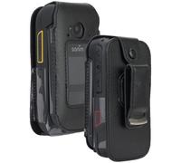 Funda para tel fono plegable Sonim XP3 Plus de Nakedcellphone [Cuero vegano negro] Carcasa ajustada con [protecci n de pantalla integrada] y [cli