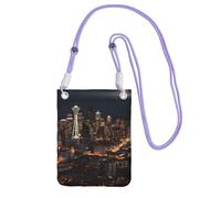 Funda para teléfono celular para mujer, bolso tipo cartera con correa de hombro morada, bolsa de viaje para ciudad Seattle