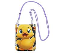 Funda para teléfono celular para mujer, bolso tipo cartera con correa de hombro morada, bonita bolsa de viaje de animales de pato