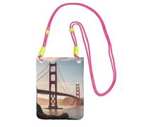 Funda para teléfono celular para mujer, bolso tipo cartera con correa de hombro negra, bolsa de viaje Golden Gate Bridge, fucusia, talla única
