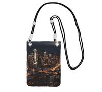 Funda para teléfono celular para mujer, bolso tipo cartera con correa de hombro negra, bolsa de viaje para ciudad Seattle