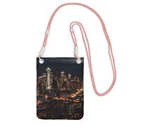 Funda para teléfono celular para mujer, bolso tipo cartera con correa de hombro rosa, bolsa de viaje para ciudad Seattle
