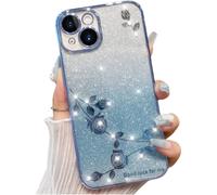 Funda para teléfono con diseño de rosa rosa con purpurina degradada, compatible con Samsung Galaxy S23/S22/S21 Ultra/Plus/FE, carcasa de silicona