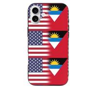 Funda para teléfono con estampado de bandera de Estados Unidos y Antigua y Barbuda compatible con iPhone 16/16 Plus/16 Pro/16 Pro Max/16 E divertido protector de teléfonos de TPU ligero