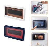 Funda para teléfono de baño Amerteer sin perforaciones, impermeable, con soporte para teléfono móvil, caja de almacenamiento para montaje en