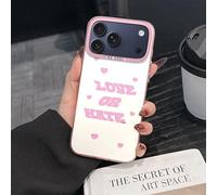 Funda para teléfono, diseño de amor u odio, rosa y blanco, diseño de corazones, funda protectora