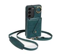 Funda para teléfono Funda Tipo Cartera Compatible con Samsung Galaxy S23 con Soporte Giratorio de 360°, Soporte y 6 Ranuras for Tarjetas, con diseño de Lichi Texturizado. Protección Duradera(Ye?il)