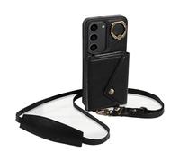 Funda para teléfono Funda Tipo Cartera Compatible con Samsung Galaxy S23 con Soporte Giratorio de 360°, Soporte y 6 Ranuras for Tarjetas, con diseño de Lichi Texturizado. Protección Duradera(Svart)
