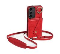 Funda para teléfono Funda Tipo Cartera Compatible con Samsung Galaxy S23 con Soporte Giratorio de 360°, Soporte y 6 Ranuras for Tarjetas, con diseño de Lichi Texturizado. Protección Duradera(Rosso)