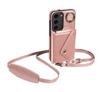 Funda para teléfono Funda Tipo Cartera Compatible con Samsung Galaxy S23 con Soporte Giratorio de 360°, Soporte y 6 Ranuras for Tarjetas, con diseño de Lichi Texturizado. Protección Duradera(Gold)
