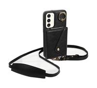 Funda para teléfono Funda Tipo Cartera Compatible con Samsung Galaxy S23 Plus con Soporte Giratorio de 360°, Soporte y 6 Ranuras for Tarjetas, con Textura de Lichi. Protección Duradera(Svart)