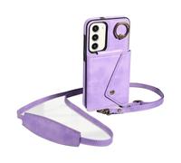Funda para teléfono Funda Tipo Cartera Compatible con Samsung Galaxy S23 Plus con Soporte Giratorio de 360°, Soporte y 6 Ranuras for Tarjetas, con Textura de Lichi. Protección Duradera(Purple)