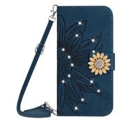 Funda para teléfono inteligente Honor X7C/Honor 200 5G, con tapa de cristal brillante, funda de piel sintética para Honor X7C, a prueba de golpes, ranuras para tarjetas, gemas de girasol en relieve,