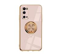 Funda para teléfono móvil compatible con Samsung Galaxy S20 FE, funda de silicona TPU ultra fina con anillo de 360 grados, soporte para dedos, resistente a los golpes, color dorado