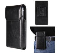Funda para teléfono móvil con clip para cinturón de piel sintética para iPhone 16 Pro Max Google Pixel 8 Pro Samsung Galaxy A16 A05 A06 A36 A26 A05s S25 Ultra S24 Ultra (negro, XL)