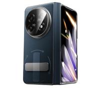 Funda para teléfono móvil Oppo Find N5, soporte de piel auténtica giratorio, con bisagra resistente a los arañazos, con protector de pantalla, resistente a los golpes, azul, Find N5