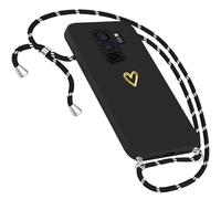 Funda para teléfono móvil para Samsung Galaxy S9 Plus Funda con banda Necklace, Patrón de Corazón Funda para Teléfono Móvil, Galaxy S9 Plus Cover con Cadena Cordón para Colgar Banda Ultrafina para