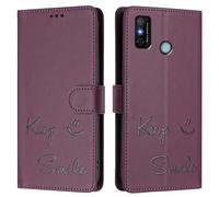 Funda para teléfono móvil Tecno Spark 6 GO/Spark go 2020, funda de piel con estampado en relieve Keep Smile, protección RFID, soporte, cierre magnético y correa de mano.A06