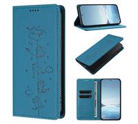 Funda para teléfono Nothing Phone 2A, diseño de gato en relieve, a prueba de golpes, de piel sintética, con tapa y ranuras para tarjetas, funda protectora magnética para Nothing Phone 2A, color azul