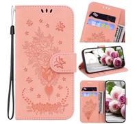 Funda para teléfono OPPO Realme C75 con tarjetero, diseño de mariposa y flor, de piel, cierre magnético, a prueba de golpes, funda protectora tipo libro para OPPO Realme C75, color rosa