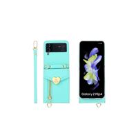 Funda Para Teléfono Pola Lychee Texture Heart Zipper Card Holder, Compatible Con Samsung Galaxy Z Flip3 5G (Azul Cielo): Para Samsung Galaxy Z Flip3