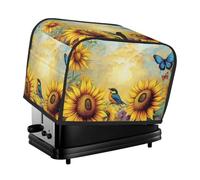 Funda para tostadora con colibríes, girasoles y mariposas, 2 rebanadas de cocina, fundas para electrodomésticos pequeños con bolsillos, protección contra el polvo y las huellas dactilares