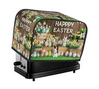 Funda para tostadora con diseño de conejo de Pascua y huevos de flores en el fondo, 2 rebanadas de cocina, fundas para electrodomésticos pequeños con bolsillos, protección contra el polvo y las